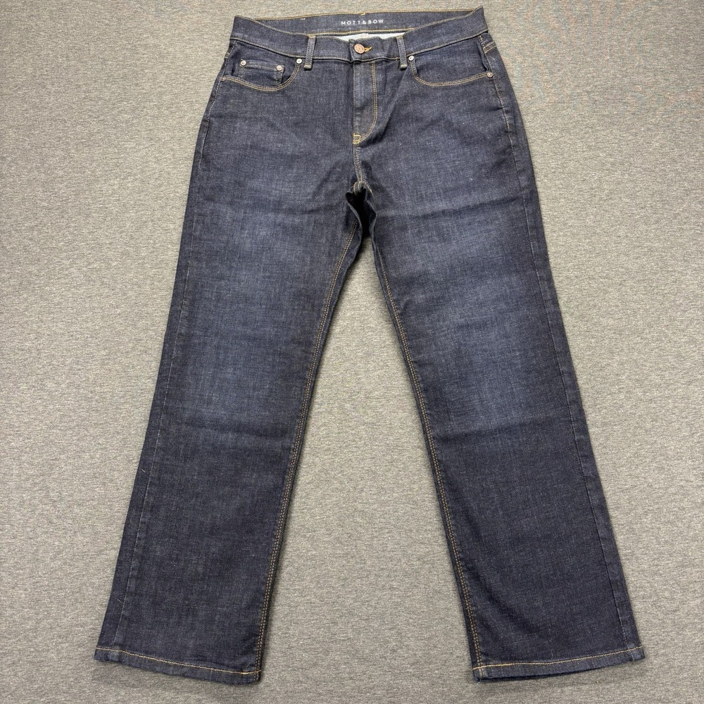 Mott & Bow Jeans Mens 33x30 Blue Denim Straight Stretch Denim Dark‎ Wash